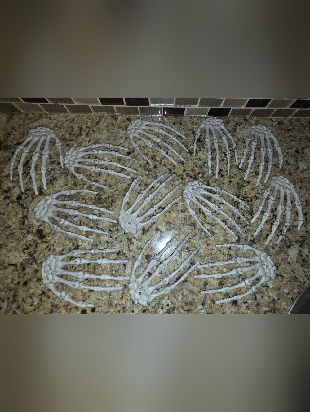 EUC (12) White Spooky Halloween Skeleton Hand Decorations Pack of Bones